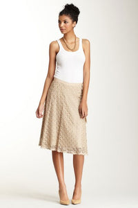 Guipure Lace Circle Skirt - Champagne