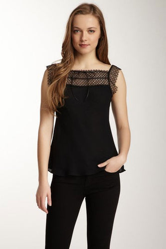 Scalloped Austrian Lace Top - Black