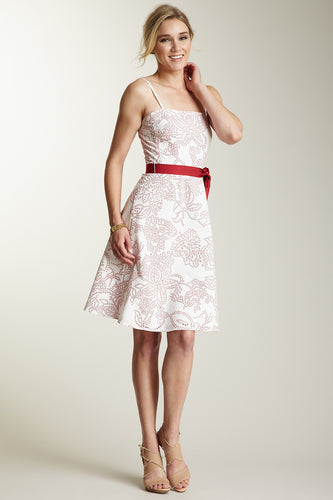 Spaghetti Dress - Red Eyelet