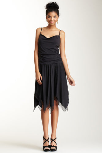 Knit & Silk Chiffon Luna Dress - Black