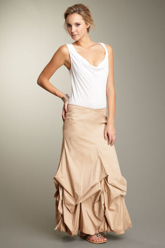 Stretch Poplin Balloon Skirt - Tan