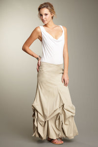 Stretch Poplin Balloon Skirt - Khaki