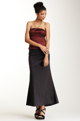 Taffeta Back Rouched Skirt - Black