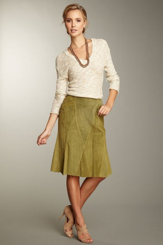 Tulip Suede Skirt - Olive