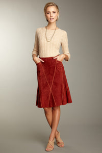 Tulip Suede Skirt - Brick