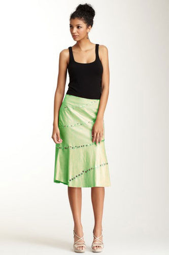 Antiqued Goat Leather Swirly Skirt - Mint