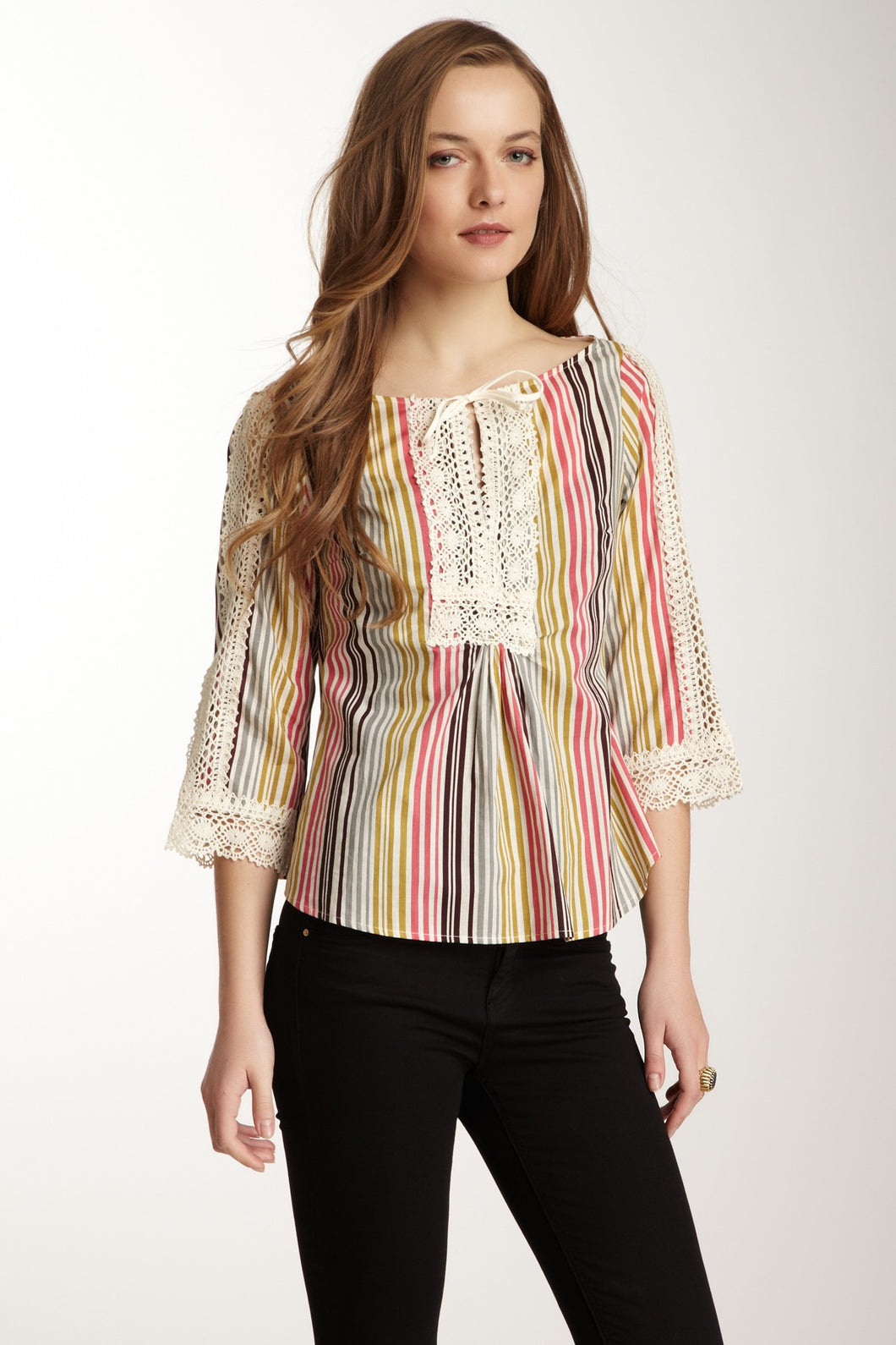Petite Fit Lacy Cotton Tunic - Candy Stripe