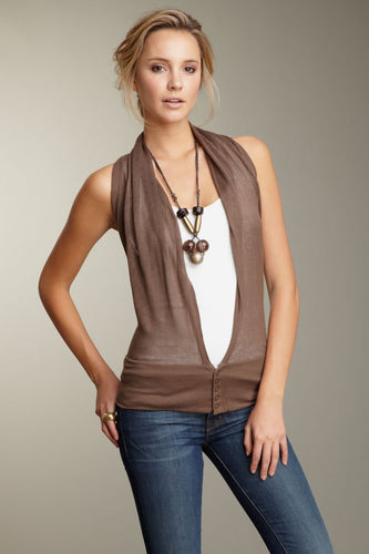 Ultra Soft Knit Wrap Top - Putty