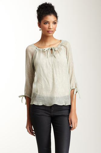 Silk Lurex Tunic Top - Seafoam