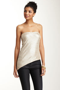 Skewed Hem Tube Top - Silver